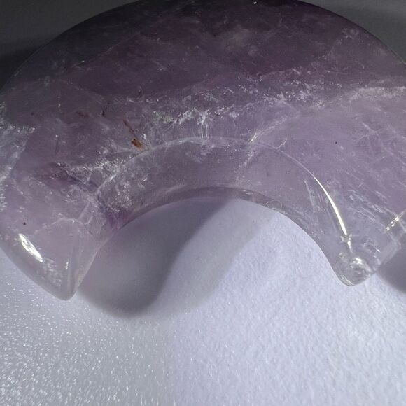 Amethyst Crystal Crescent Moon Carving Meditation Stone - Picture 4 of 9